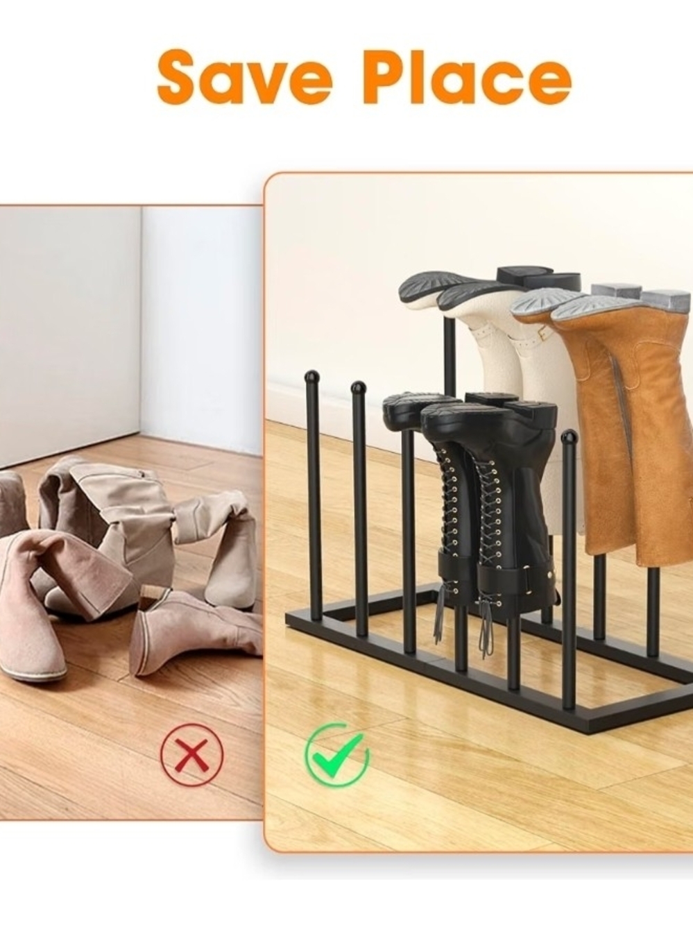 Boot & Shoe Organizer Rack - Black - Picture 6 of 8